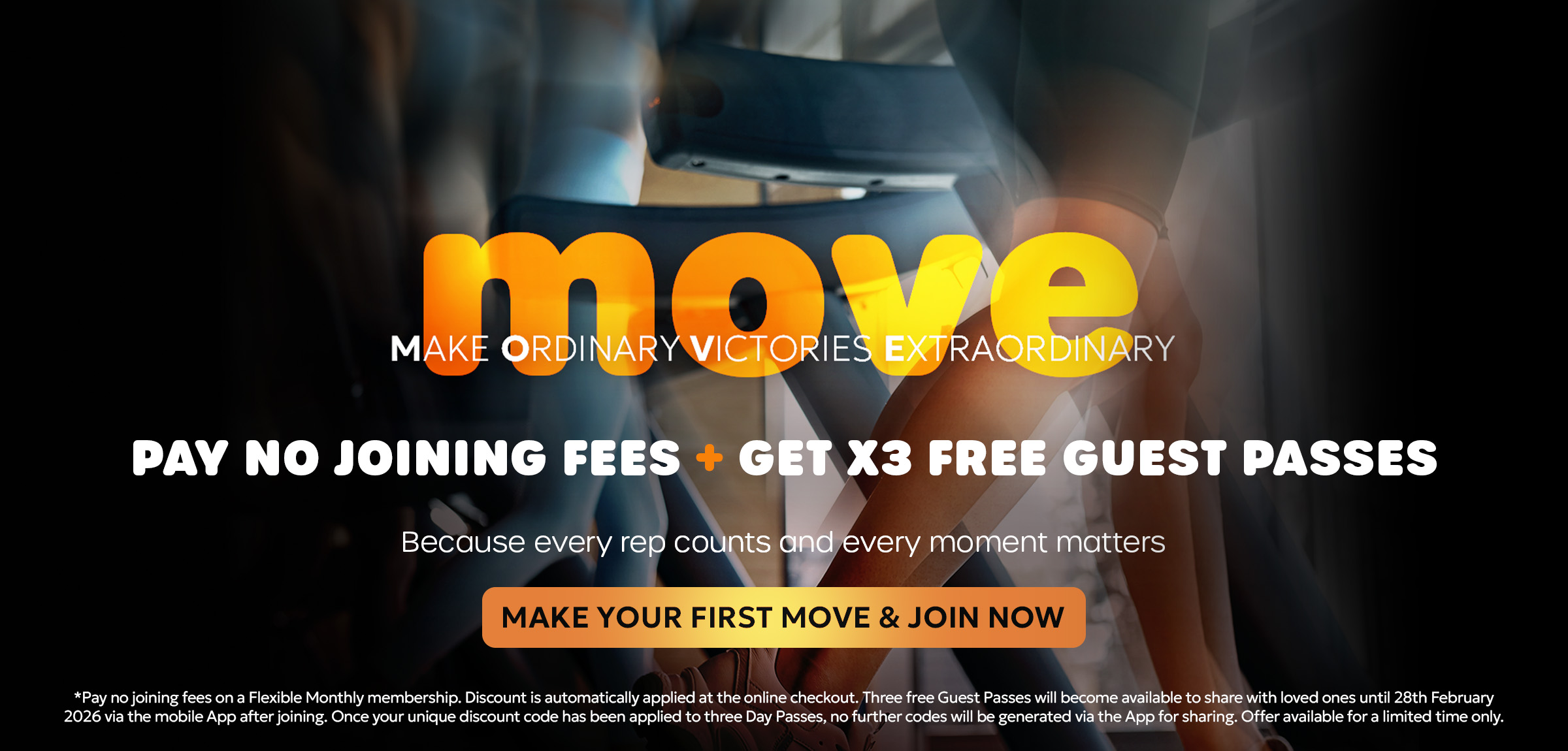 PAY NO JOINING FEES  + GET X3 FREE GUEST PASSES. Because every rep counts and every moment matters.